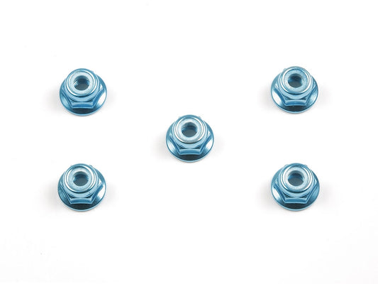 1/10 RC Anodized Flange Lock Nuts - 4mm(Blue 5pcs)