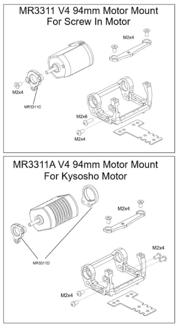 PN Racing Mini-Z V4 94-98mm Motor Mount for Kyosho Motor (Orange)