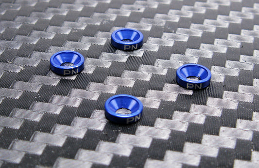 PN Racing Aluminum M2 Countersunk Washer Blue (4pcs)